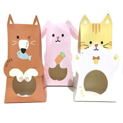 China Small Favor Handmade Animal Chocolate Gift Cartoon Candy Wrapping Paper Display Box With Window Christmas Cookie Cookie Wholesale for sale