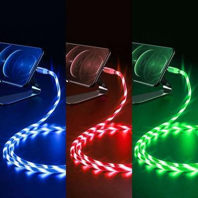 China MP3 / MP4 Player Free Sample 3 In 1 LED Glow Flowing Magnetic Fast Charger USB Cable for sale