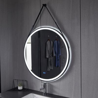 China Bathroom Vanity-Wholesale-Wholesale Small Circular LED Digital Illuminated Gold Frame Furniture Heated Mirrors for sale