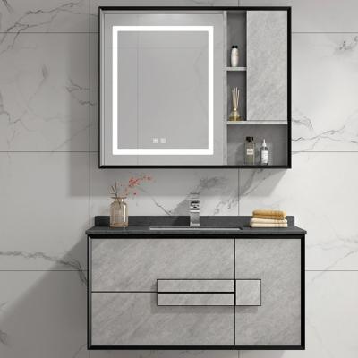 China Hangzhou Modern Hanging Water Resistant PVC Wash Basin Bathroom Cabinet Modern Vanity for sale