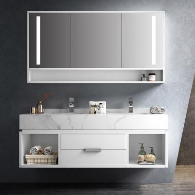 China Modern Classic Floating Waterproof Modern PVC Sink Bathroom Cabinet Vanity Set for sale