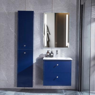 China Hangzhou Modern Marble PVC Basin Bathroom Cabinet Wall Mounted Set With LED Mirror for sale