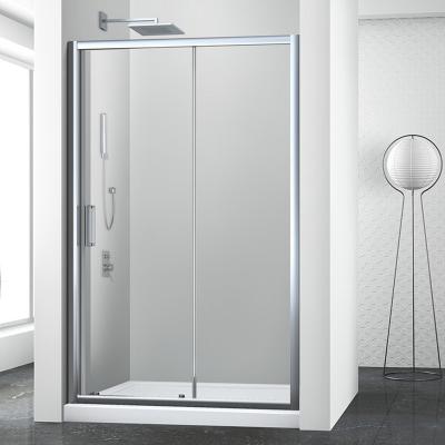 China Modern Design Aluminum Black Plexiglass Fashion Frameless Double Sliding Shower Door for sale