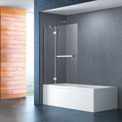 China Fashion Modern Design Aluminum Glass Curved Hardware Frameless Double Sliding Shower Door for sale