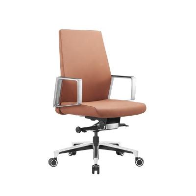 China Manufacture Factory China Foshan Various Swivel Adjustable Desk Mid-back Height Leather Chairs With Wheels for sale