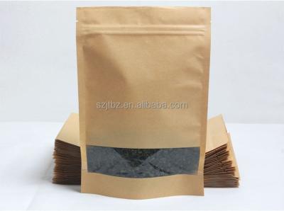 China BIODEGRADABLE wholesale cheap price custom logo kraft paper bag with clear window for sale