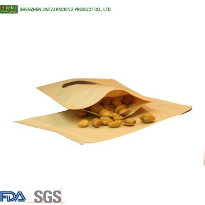 China Safety Custom Biodegradable Food Grade Recycled Kraft Paper Bag For Snack for sale