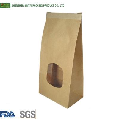 China BIODEGRADABLE kraft paper bag with clear window stand up pouch for brown charcoal kraft paper bags for sale