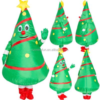 China OEM Stock Style Polyester Fun Christmas Tree Mascot Costume Funny Walking Inflatable Cosplay Costume For Adult for sale