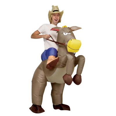 China Halloween Running Funny Adult Inflatable Costume Size Polyester Fun Suit Horse Mascot Cosplay Costume For Sale for sale