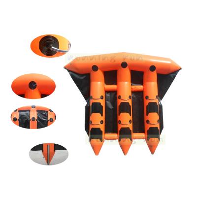 China Water park equipment orange and black color flying fish inflatable tube, towable flying fish for water park equipment for sale