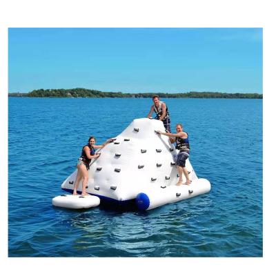 China 0.9mm PVC Tarpaulin 2022 Plato Inflatable Floating Iceberg Island Wall Water Climbing Toy for sale