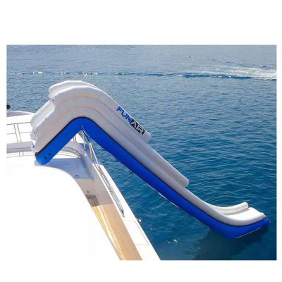 China 2022 New Design PVC Inflatable Yacht Water Boat Slide With Customized Logo for sale