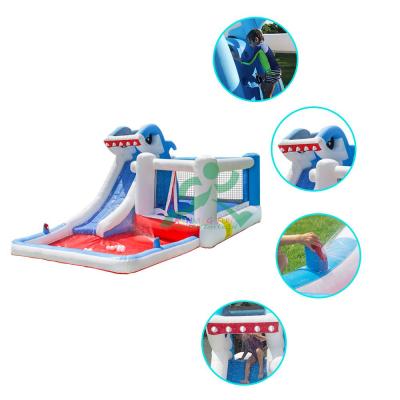 China Shark Nylon Park Inflatable Bounce House, Small Outdoor Inflatable Bouncy House With Pit Ball Pool for sale