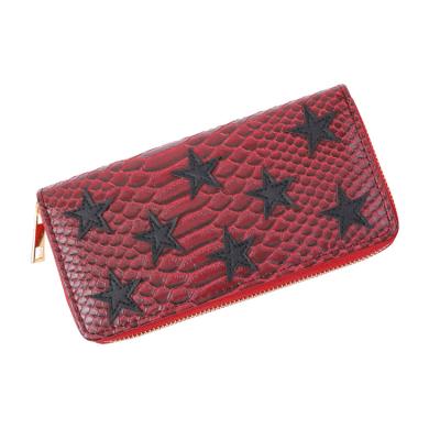 China Factory Custom Black Hollow Star Long Waterproof High Capacity Zipper Women Wallet for sale