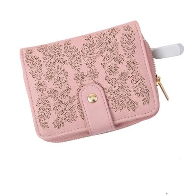 China Fashion Customization Pink Coin Purse Waterproof Hot Shorts Small PU Women Leather Wallet Small Mini Wallet for sale