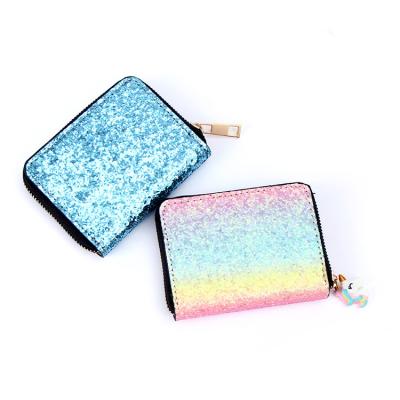 China Children Waterproof Hot Selling Cartoon Purse Cute Sequin Mini Purse Unicorn Mini Purse Small Wallet for sale