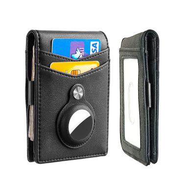 China No Border Hot Selling Mens Genuine Leather RFID Blocking Money Clip Wallet With GPS for sale