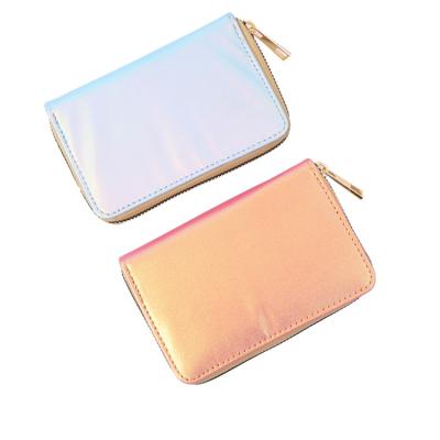 China New PU Laser Wallet Long Clutch Hand Purse Waterproof Female Simple Zipper Purse Cute Colorful Wallet for sale