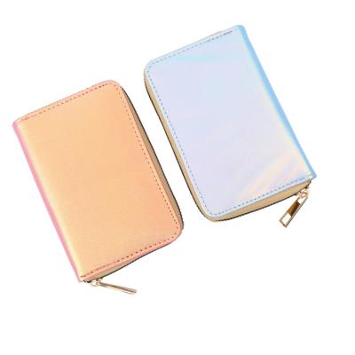 China New PU Laser Wallet Long Clutch Hand Purse Waterproof Female Simple Zipper Purse Cute Colorful Wallet for sale