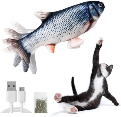 China New Arrival USB Stored Electric Moving Cat Fish Toy Charging Catnip Catmint Soft Interactive Fish Cat Toy for sale