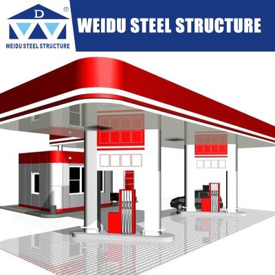 China Gas Station Canopy Gas Station Hot Selling Space Frame Gasoline Steel Cost for sale