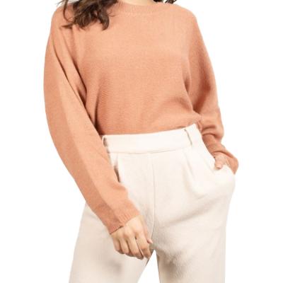 China Anti-wrinkle Fashion Wholesale Plain Long Sleeve Sweater Knitwear Customized Round Neck Casual Loose Design Cropped Top for sale