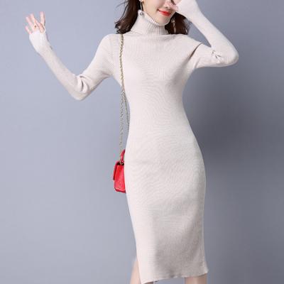 China Anti-Wrinkle Autumn And Winter Thick Turtleneck Sweater Women Slim Fit Long Above - Knee Snug Fit Knit Bottom Shirt Bag Hip Dress for sale