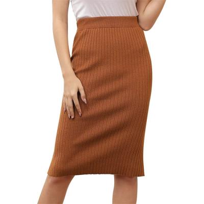 China Breathable Women Ribbed Knit Stretch Waist Bag Hip Pencil Skirt Top Leopard Print Split One-Step Skirt for sale