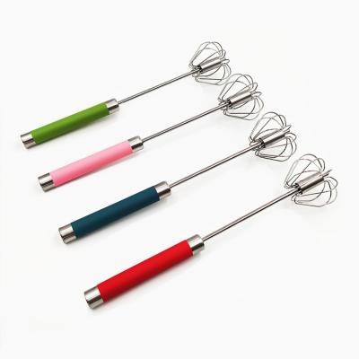 China Household Cake Baking Tools Stainless Steel Food and Cream Beater Egg Beater Semi-automatic Egg Beaters for sale