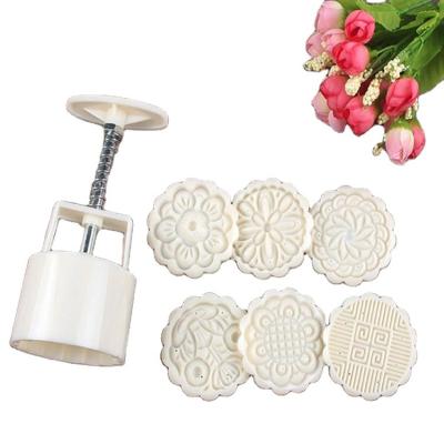 China Other Round Moon Cake Making Molds 6 Fun Style Hand-Pressed Molds Pastry Tools for sale