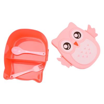 China Owl Lunch Box Food Container Heatable Storage Cartoon Kids Portable Student Lunch Box for sale