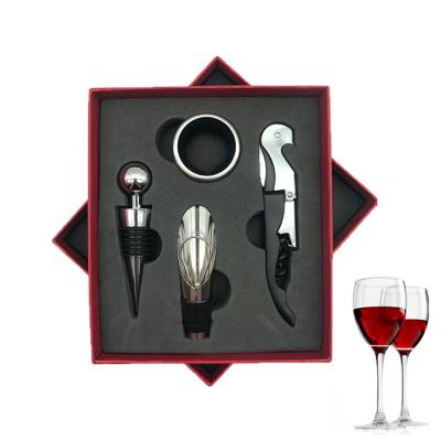 China Wine Tool 4pcs Wine Bottle Opener Set Wine Opener Kit Vacuum Stopper for sale