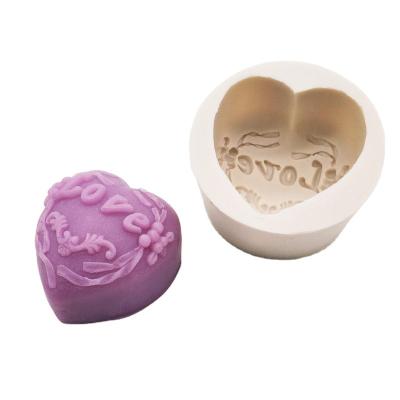 China Heart Shaped 3d Viable Rose Flower Soap Molds Salt Carved Flower Rose Candle Silicone Mold for sale