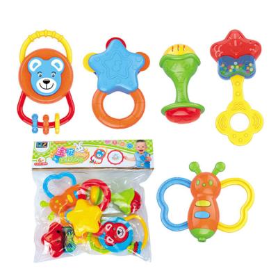 China Soft Funny Plastic Rattle Toy Hand Bell Toys Shaking Toy Cute Design Squeaky Set for sale