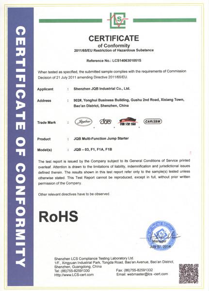 RoHs - Shenzhen JQB industrial Co.,Ltd.