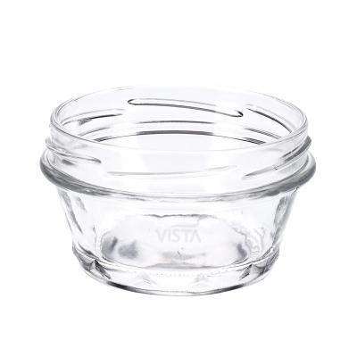 China Viable Wholesale Glass Mini Caviar Honey Jar Jam Jar Tinplate Hook Lid Hot Sauce for sale