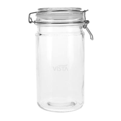 China High Sustainable Appearance 1000ml Kitchen Transparent Jar With Buckle Sealed Glass Jar for sale