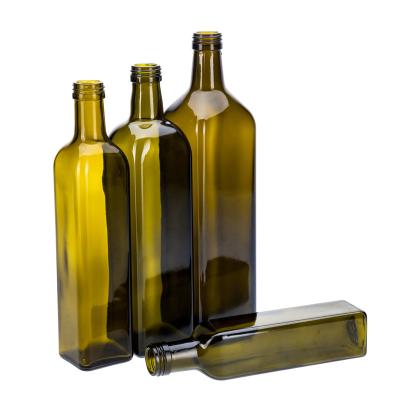 China VUE Square Antique Bulk Empty Marasca Dorica 100ml 250ml 500ml 750ml 1L Food Cooking Olive Oil Glass Bottle 250ml With Cap for sale