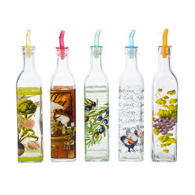 China Hot Sale 250ml 500ml 750ml Food No Drip Olive Oil Glass Bottle Transparent Kitchen Use for sale