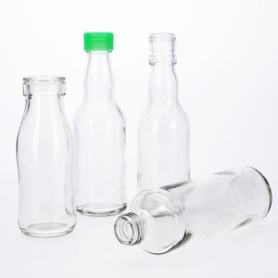 China 250ml Chili Tomato Sauce Ketchup Glass Bottle High Quality Clear Empty Round Bulk Food VIEW Bottle With Plastic Sealed Cap for sale