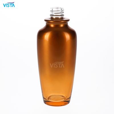 China 135ml Cosmetic Sprayed Gold Color Shinning Cosmetic Glass Bottle for sale