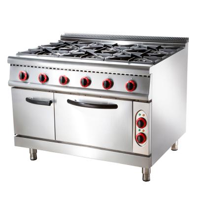 China Hot Sale Stainless Steel Commercial Gas Kitchen Electric 4/6 Burner Cooking Range With Oven 1320*1020*1080 mm for sale