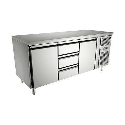 China Chiller Single-temperature 400L Restaurant Commercial 304 Stainless Steel Worktable with Double Doors with Three Drawers for sale