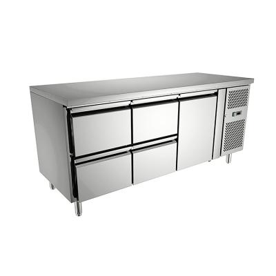 China Commercial Extra Deep Freezers Refrigerators SUS304 Stainless Steel Undercounter Refrigerator With Four Left Drawers And 1 Door for sale