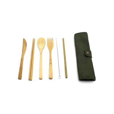 China 2021 New Fashion Stocked Disposable Bamboo Tableware Set for Travel and Picnic for sale