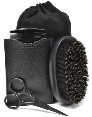 China Wooden Shaving Brush Sleek Style Comb Boar Hair Brush Beard Grooming Kit for sale