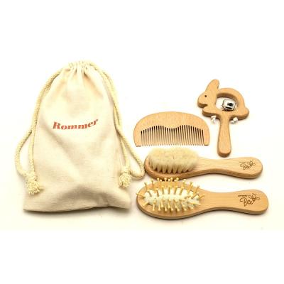 China Nondisposable Wooden Baby Hair Comb Rattle Baby Play Brush For Newborn And Toddler for sale