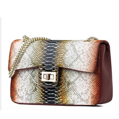 China Waterproof Colorful Durable PU Alligator Pattern Cross - Body Bag With Chain Women's Handbag Lady Bag For Female for sale