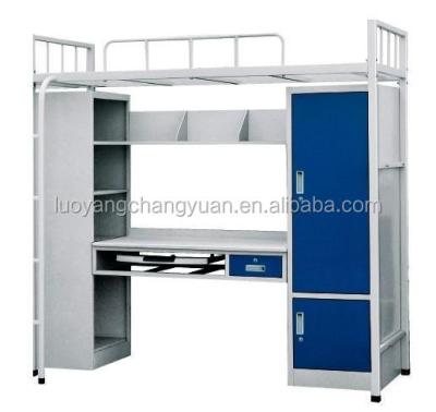 China Bunk Bed Powder Coated Metal Bunk Bed With Locker And Computer Desk for sale